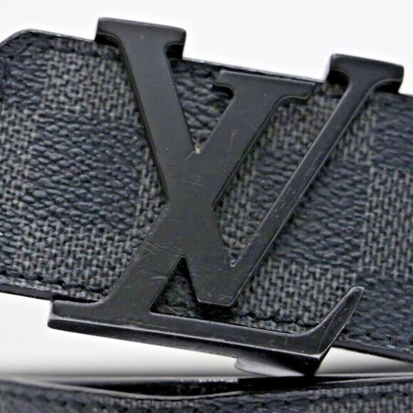 Louis Vuitton Belt Initiales Damier Graphite Black/Grey M9808 Size 90/36 US - Picture 3 of 14